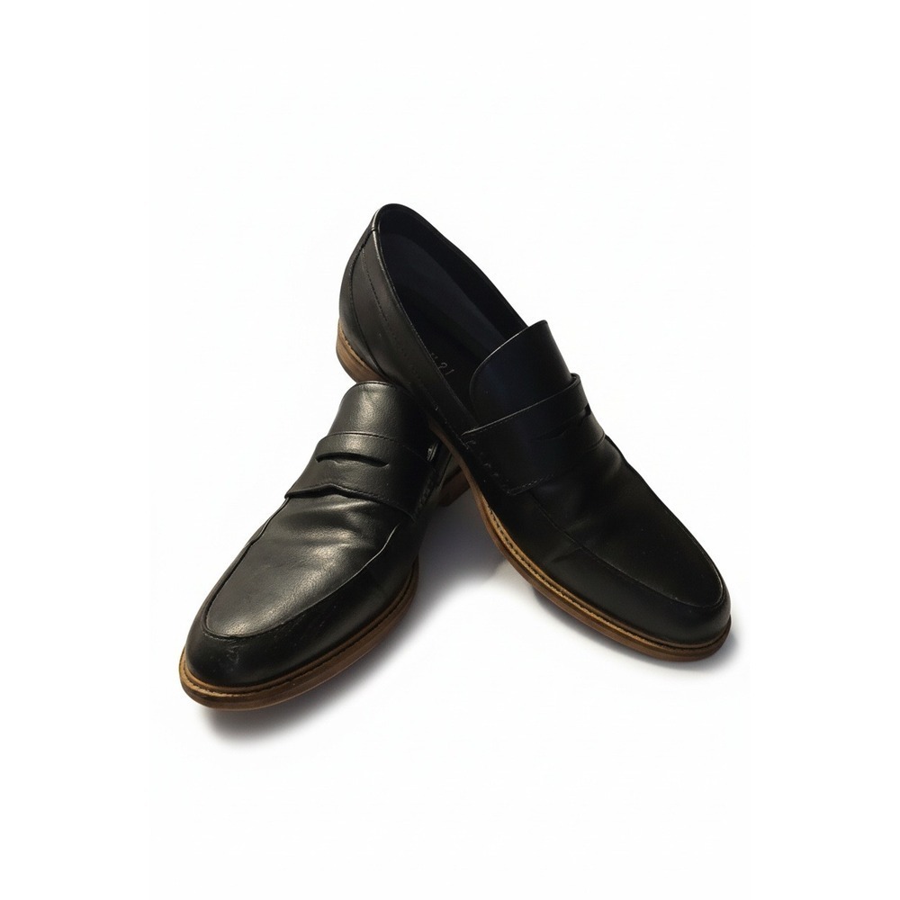 Seven91 Black Penny Loafers‎ Dress Shoes Round Toe Classic Style US 12